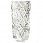 WOLFF - Vaso em cristal com lapidação em baixo relevo. Medidas: Altura 28cm e Diâmetro 14cm.