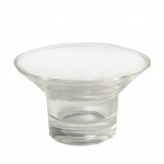 Porta vela em vidro translucido. Medidas: Altura 6cm e Diâmetro 10cm.