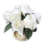 LE LIS BLANC CASA - Vaso em vidro com flores artificiais. Obs: Com marcas do tempo, necessita de limpeza. Medidas: Altura 23cm e Diâmetro 12cm.