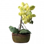 VILLE EL CAMPAGNE- Vaso em cerâmica com orquídeas artificiais. Obs: Com marcas do tempo, Necessitam de limpeza. Medidas: Altura 38cm, Largura 14cm e Comprimento 19cm.