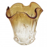 ETHNIX - Vaso em cristal com detalhes na tonalidade ambar estilo murano. Medidas: Altura 35cm e Diâmetro 19cm