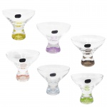 BOHEMIA - Lote com 6 taças para sorvete em cristal com base colorida. Medidas: Altura 10cm e Diâmetro 12cm.