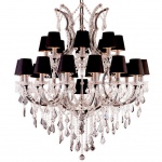 LUSTRE EM CRISTAL FUMÊ E TRANSLÚCIDO PARA 25 lâmpadas E14 40W. PEÇA NOVA. Medidas: Altura 115cm e Diâmetro 105cm.