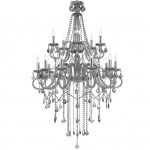 LUSTRE EM CRISTAL FUMÊ PARA 15 lâmpadas E14 40W. PEÇA NOVA. Medidas: Altura 155cm e  Diâmetro 95cm.