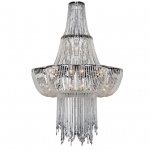 LUSTRE EM CRISTAL TRANSLÚCIDO PARA12  lâmpadas E14 40W. PEÇA NOVA. Medidas: Altura 130cme  Diâmetro 80cm.