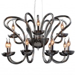 LUSTRE EM VIDRO FUMÊ PARA 12 lâmpadas E14  40W. PEÇA NOVA Medidas: Altura 55cm e  Diâmetro 67cm.