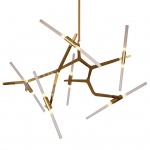 PENDENTE EM METAL DOURADO E VIDRO OPACO PARA 12 lâmpadas G9 40W. PEÇA NOVA. Medidas: Altura 195cm, Largura 95cm e Profundidade 120cm.