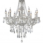 LUSTRE EM CRISTAL TRANSLÚCIDO PARA 10 lâmpadas E14 40W. PEÇA NOVA. Medidas: Altura 75cm e Diâmetro 65cm.