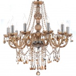 LUSTRE EM CRISTAL COGNAC PARA 10 lâmpadas E14 40W. PEÇA NOVA. Medidas: Altura 75cm e Diâmetro 65cm.