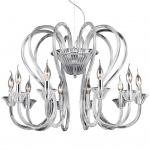 LUSTRE EM VIDRO TRANSLÚCIDO PARA 10 lâmpadas E14 40W. PEÇA NOVA.. Medidas: Altura 50cm e Diâmetro 67cm.