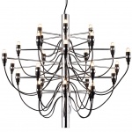 LUSTRE EM METAL CROMADO PARA 30 lâmpadas E14 40W. PEÇA NOVA. Medidas: Altura 72cm e Diâmetro 86cm.
