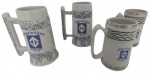 Lote com 4 canecas em porcelana, comemorativas do metrô de São Paulo ano 71 / 72. Medidas da maior: 17 cm de altura e 8 cm de diâmetro.