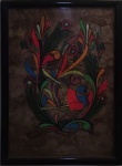 Pap 10 mexicano em tema de fauna e flora, com pintura artesanal. Medida final: 46 x 36