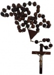 Rosário decorativo em madeira. Medida: 37 cm de comprimento.