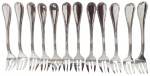 CHRISTOFLE - Conjunto com 12 garfos para sobremesa modelo Rubans (peças para reposição).