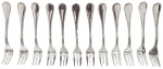 CHRISTOFLE - Conjunto com 12 garfos para peixe modelo Rubans (peças para reposição).