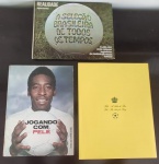 Lote com 3 livros sendo 2 do Pelé e 1 da seleção brasileira.