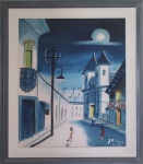 JR Santos Zizi Sapateiro, óleo sobre tela, assinatura no canto inferior direito, tema "Alameda". Medidas da obra: 60 x 50 cm. Medidas da moldura: 77 x 67 cm.