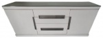 BRETON - Buffet em madeira maciça, com 4 gavetas centrais e 2 portas laterais, com tampo em vidro e puxadores em ferro. Obs: Com mínimas marcas de uso. Retirada pelo comprador. Medidas: 85 cm de altura, 45 cm de largura e 2 m de comprimento.