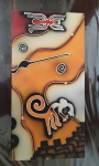 NAZCA PERÚ - quadro decorativo com pintura artesanal em alto relevo medidas 36 x 70 cm de comprimento