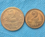 Lote 2 Moedas 2 Cruzeiros Modulo Maior e Menor 1956  Magnifico