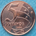 Moeda 5 Centavos 1999 Ano Raro Flor de Cunho duas marcas na borda Saiu do sache assim