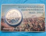 Cartela 1 Moeda Prata Comemorativa da Independência do Brasil 1822/2022 200 Anos
