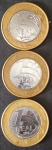 3 Moedas de 1 real, anos 2004 e 2006