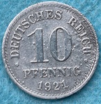 Moeda Alemanha 10 Phennig 1921 Rara