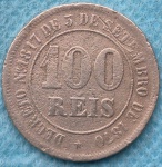 Moeda 100 Reis 1884 Império