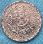 Moeda 100 Reis 1871 Império