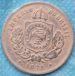 Moeda 200 Reis 1871 Império