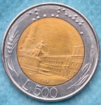 Moeda Itália 500 Lire Bi metal 1984