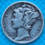 Moeda USA One Dime Prata 1943