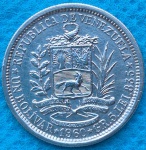 Moeda 1 Bolivar  1960 Prata Venezuela Soberba Flor 5 gr