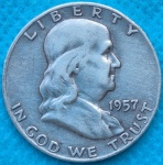 Moeda USA Prata Half Dollar 1957 Soberba Flor