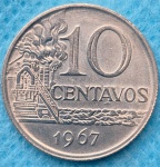 Moeda 10 Centavos 1967 Ano Raro Flor de Cunho