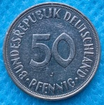 Moeda 50 Pfennig 1974 Alemanha Flor de Cunho