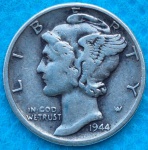 Moeda USA One Dime Prata 1944