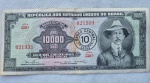 Cédula 10.000 Cruzeiros Carimbada 10 Cruzeiros Novos Soberba