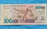 Cédula 100.000 Cruzeiros 1993 C 229 primeira da serie, Flor de Estampa