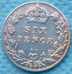 Moeda Six Pence Inglaterra Prata 1900 Ano Raro Soberba