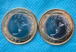 Lote 2 Moedas 1 Real 2024 Defeito na Boca não catalogado Raríssima Flor de Cunho