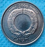 Moeda Canadá 25 Cents 2000 Flor de Cunho Comemorativa Family