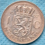 Moeda Holanda 1 Gulden 1957 6gr Soberba Flor