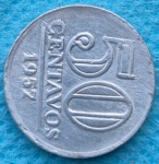 Moeda 50 Centavos 1952 Alumínio Reverso Horizontal Soberba Raríssima
