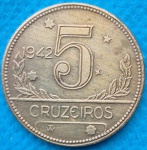 Moeda 5 Cruzeiros 1942 Soberba Segunda Guerra Mundial