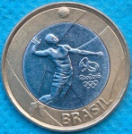 Moeda 1 Real 2015 Vôlei Data Vazada Soberba Flor Olimpíadas 2016