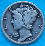 Moeda USA One Dime Prata 1927