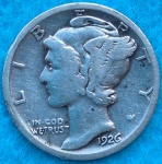 Moeda USA One Dime Prata 1926